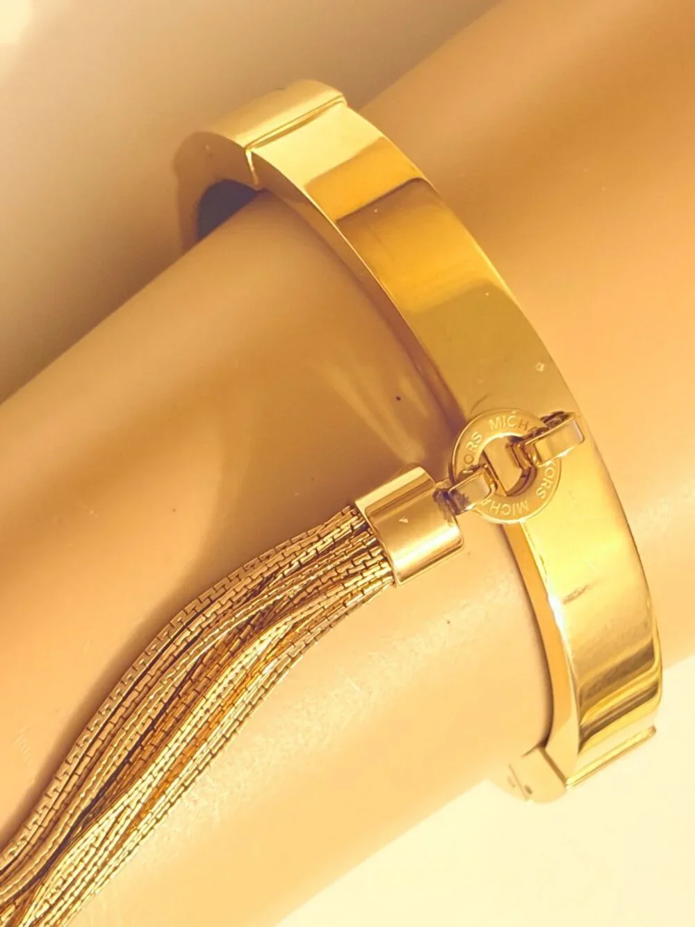Michael Kors Gold Tone Tassel Hinged Bracelet
